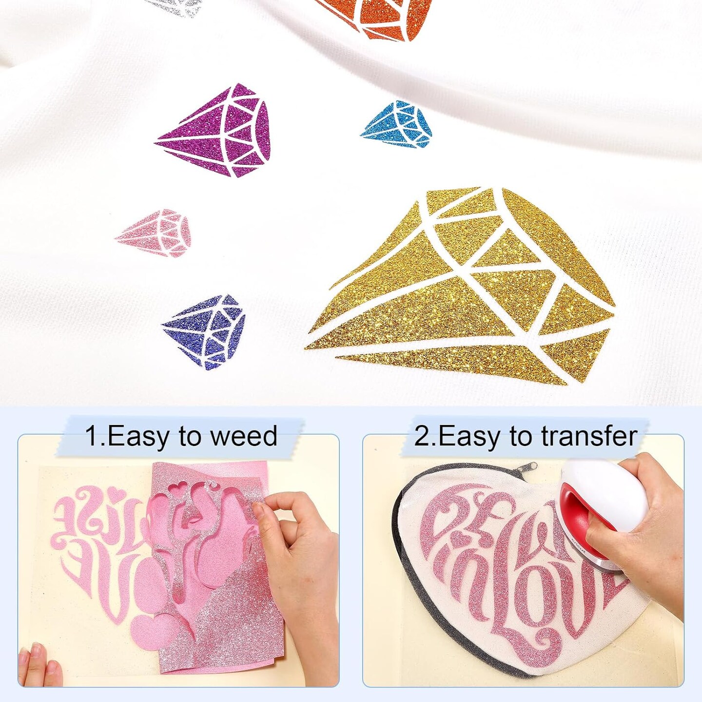 Glitter HTV Heat Transfer Vinyl - 16 Sheets