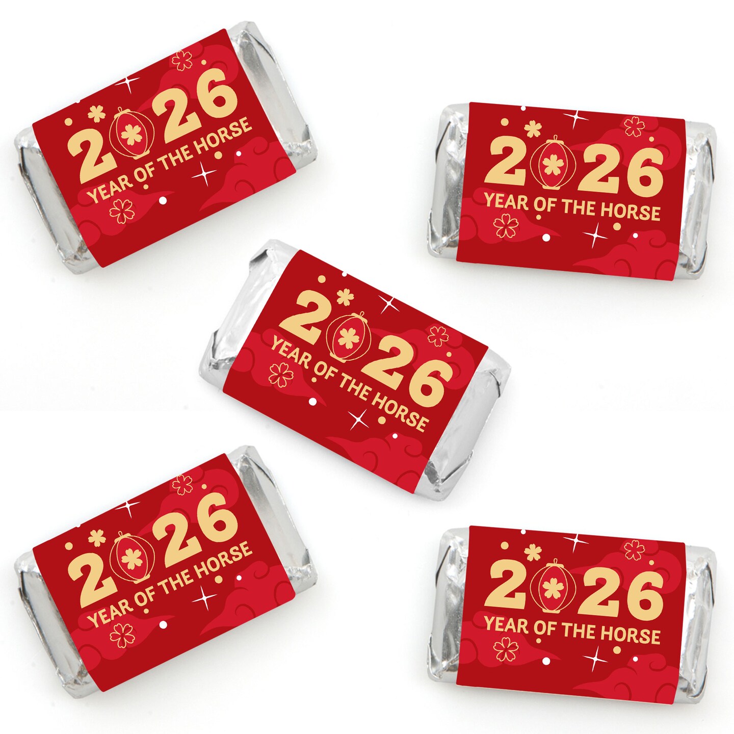 Big Dot of Happiness Lunar New Year - Fortune Mini Candy Bar Wrapper Stickers - 2026 Year of the Horse Small Favors - 40 Count