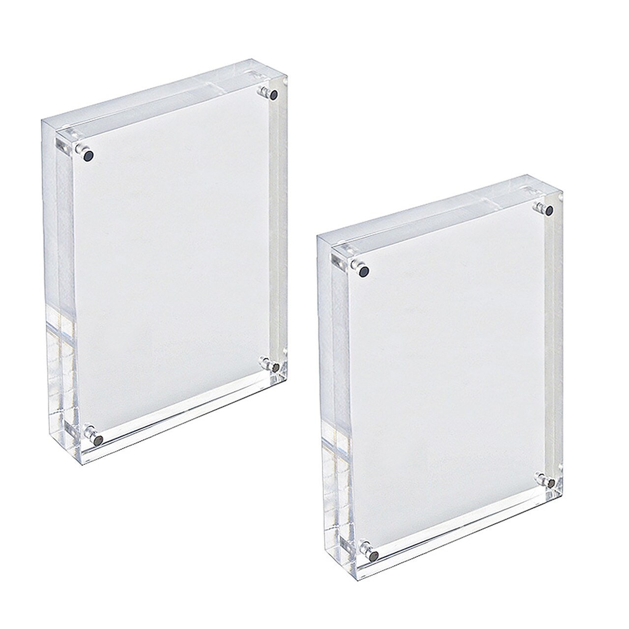 Clear Acrylic Magnetic Photo Block Frame Set with TWO 5x7 size Frames