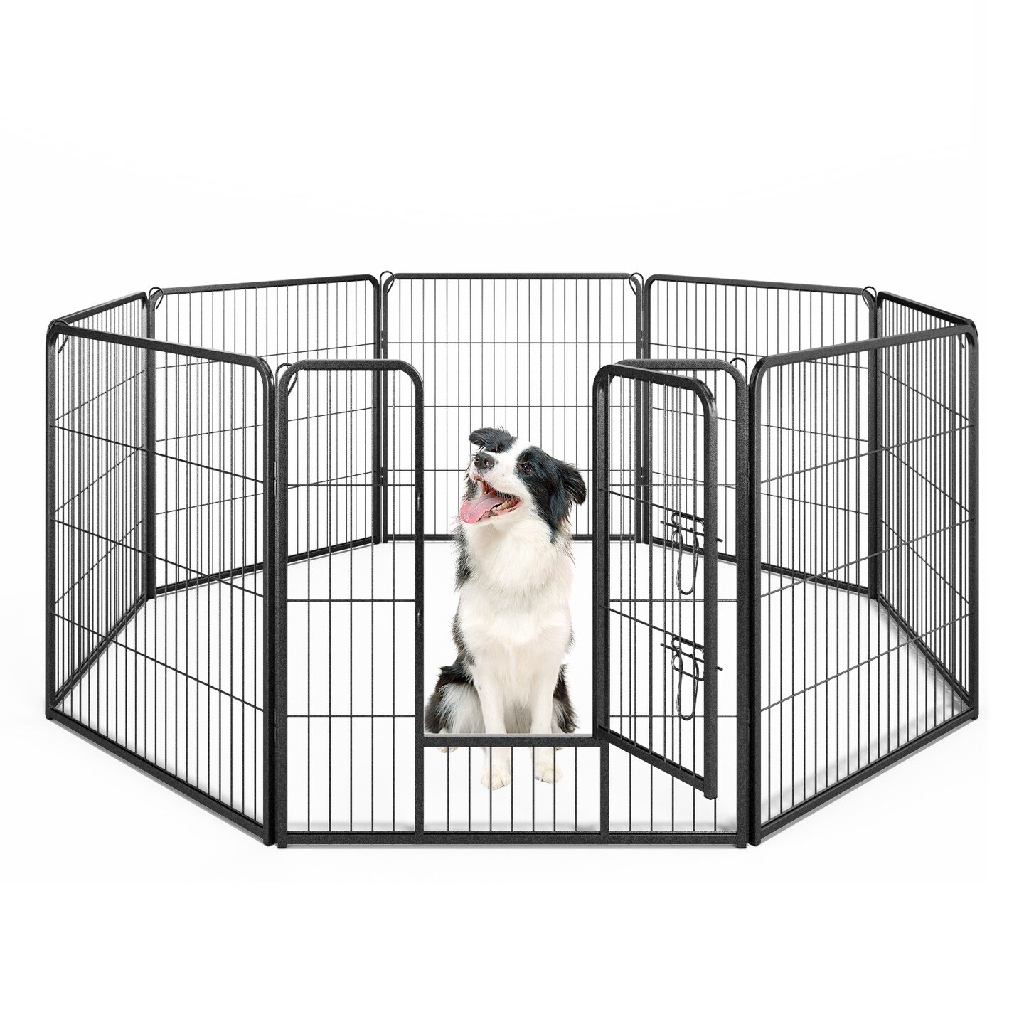 8 Panel Portable Indoor Outdoor Pet Fence with Metal Stakes