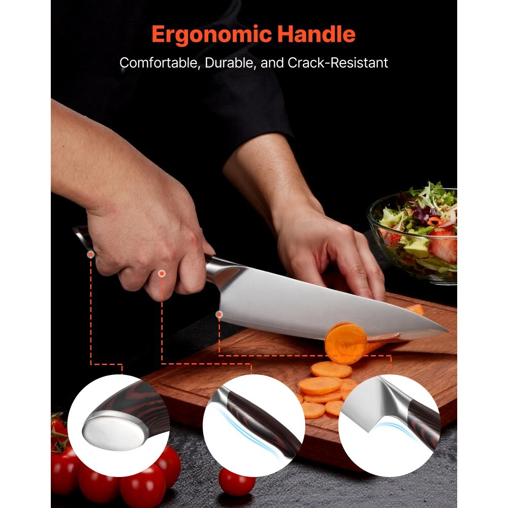 Kitchen Cutlery 6-Piece Knife Set with Crack-Resistant Handles and Magnetic Holder