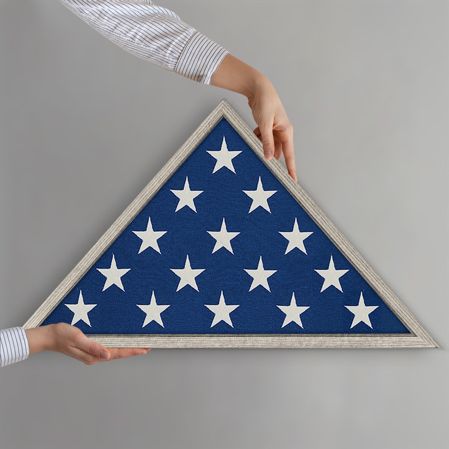 Americanflat Small Flag Display Case for Burial Flag - Fits Folded Flag - Elegant Military Flag Display Case - Plexiglass Cover - Triangle Hanging Hardware - Brown