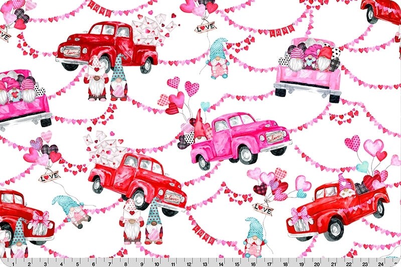 MINKY My Gnomie Pink 58 Inch wide Valentine Digital Shannon Fabrics 100% Polyester