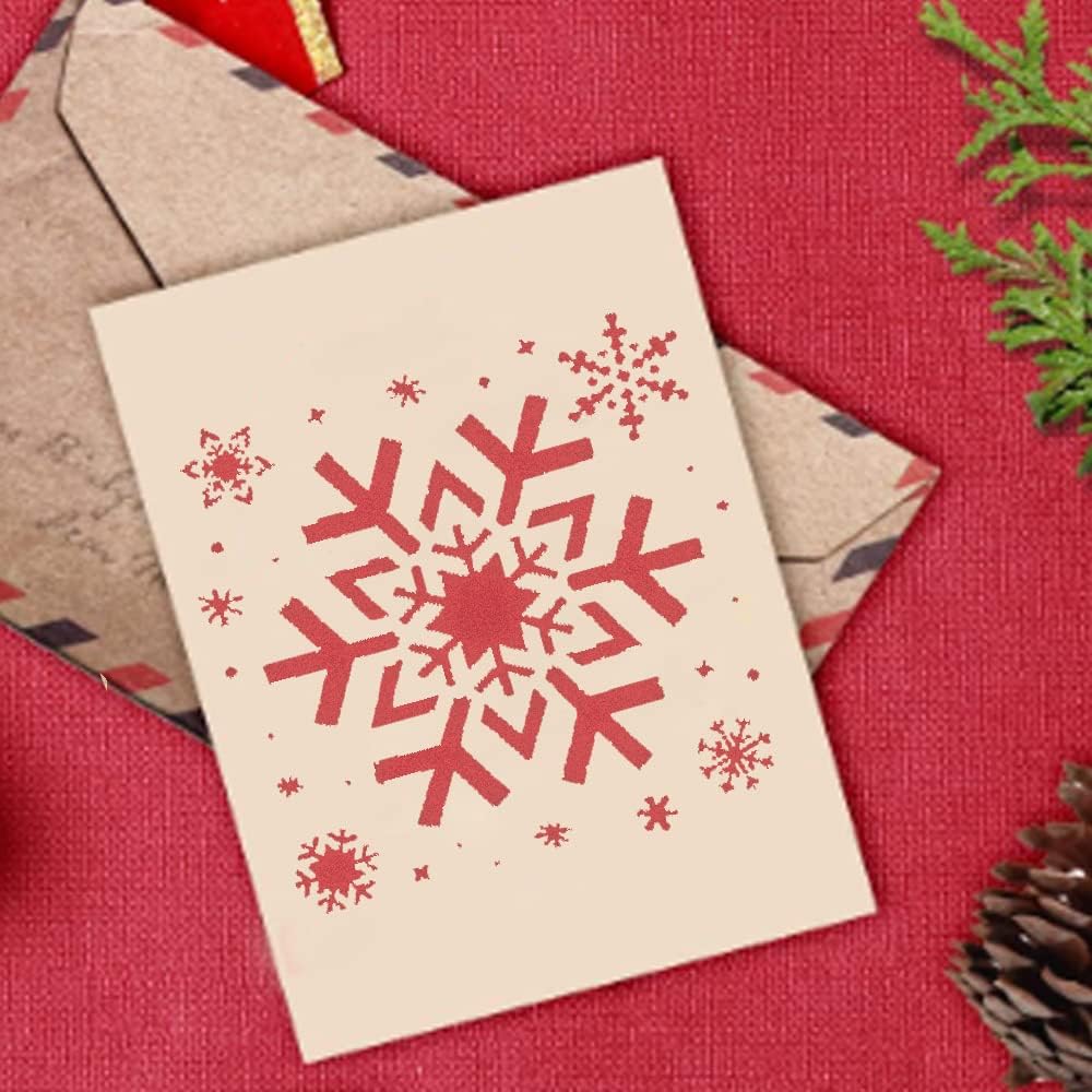 Large Snowflake Christmas Stencils for Crafts Reusable(Set of 5 Snowflakes)12&#x22;L x 8&#x22;W