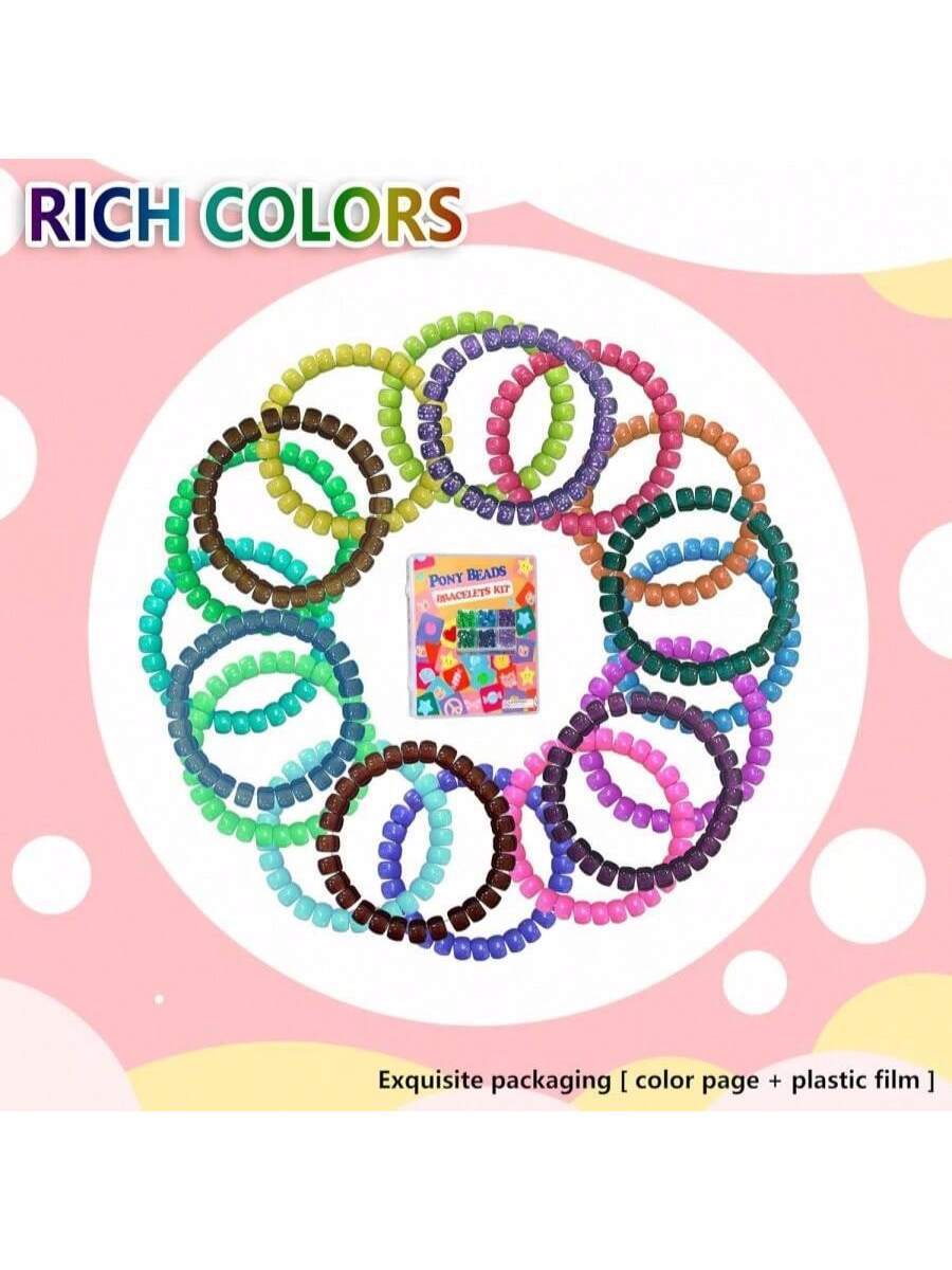 900 PCS Pony Beads Bulk Kandi Kit For Necklace Jewelry Making Hair Braiding Bracelets Making Kits