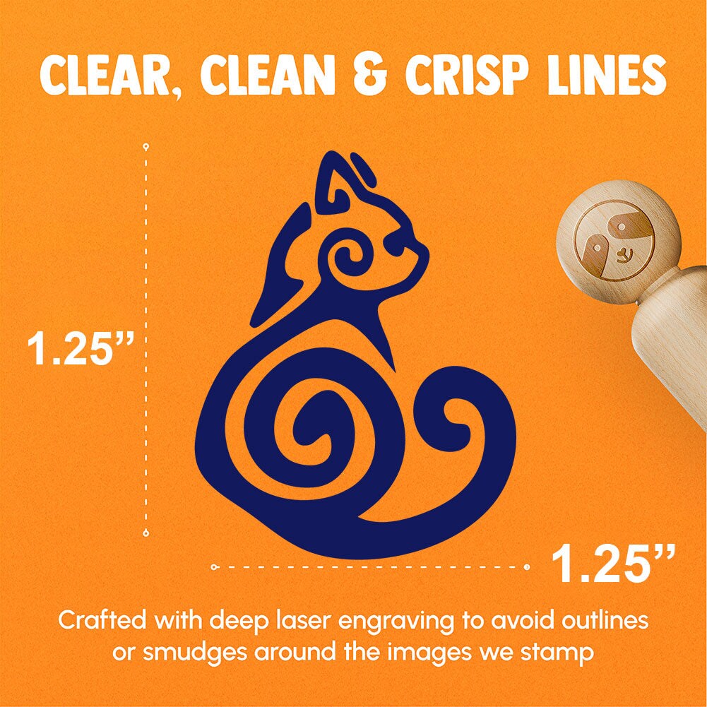 Tribal Cat Swirls Southwest Feline Rubber Stamp for Stamping Crafting Planners