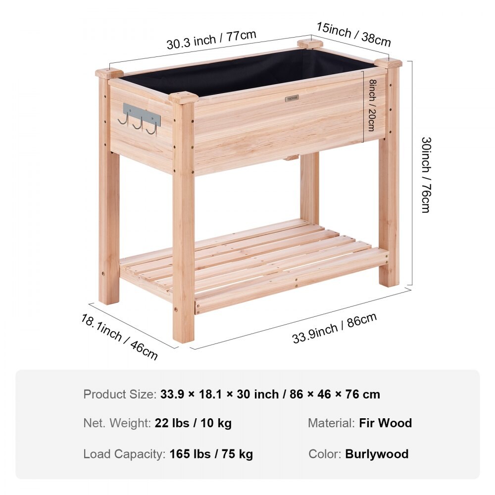 Wooden Raised Planter Box with Legs for Flowers, Herbs, and Vegetables