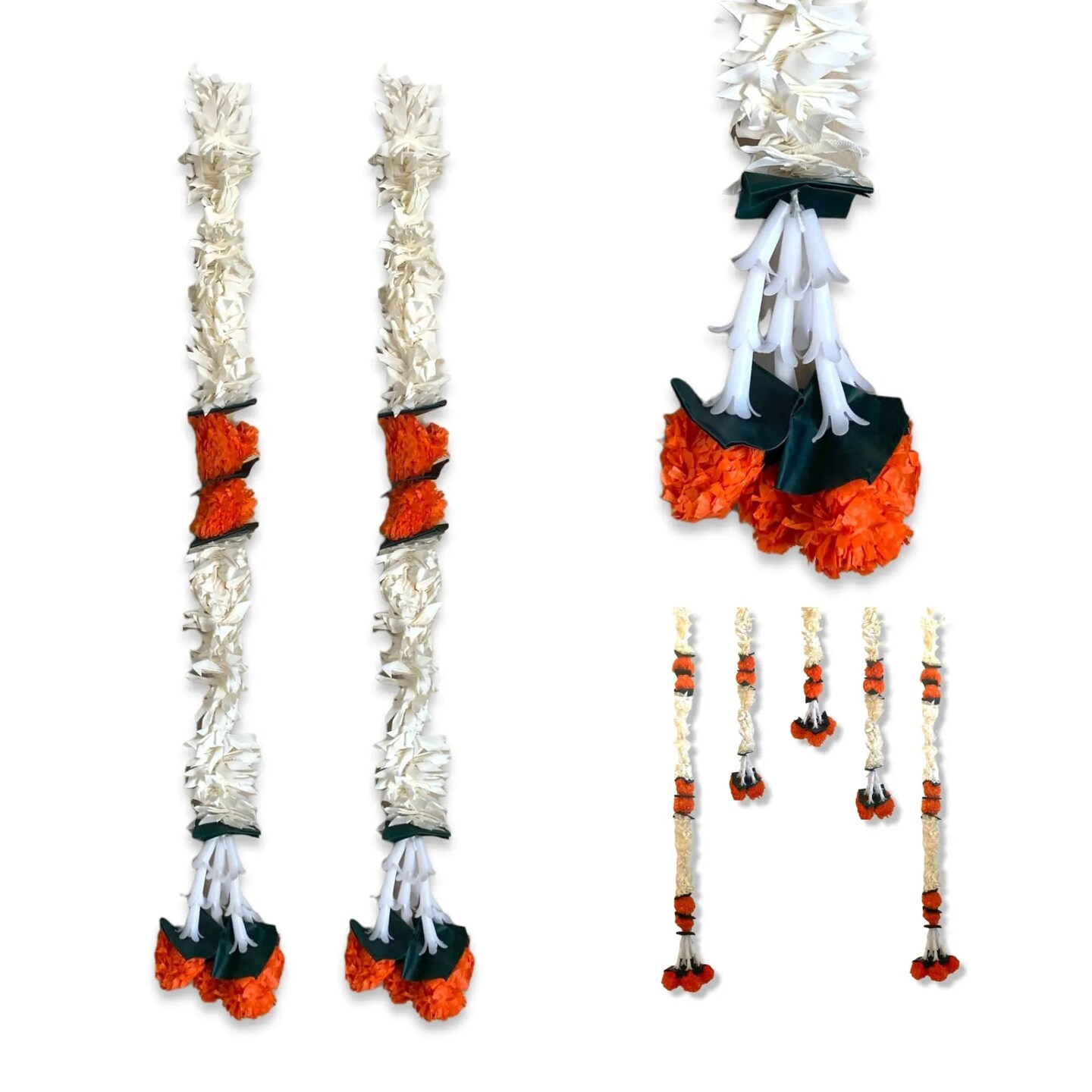 2 Strings Artificial Marigold Flowers Garland Bandhanwar String for Home, Party Door Hanging Diwali Decorations for Day of the Dead Ofrenda Halloween Marygold Traditional Indian Theme