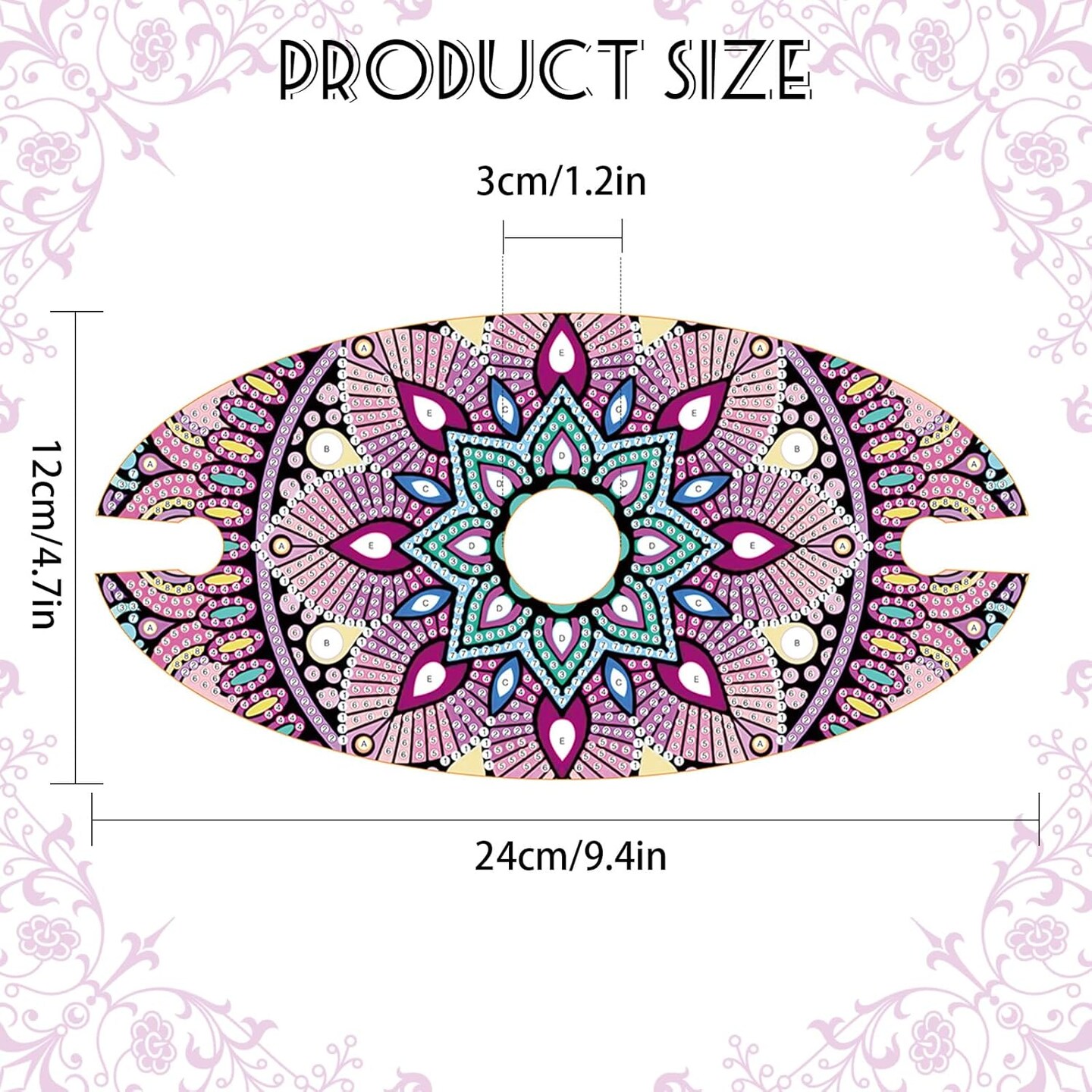 Diamond Painting Wine Glass Rack, DIY Pink Wine Glass Holder Storage Diamond Art Acrylic Organizer Stemware Rack for Bar Kitchen Cabinet (Mandala Style)