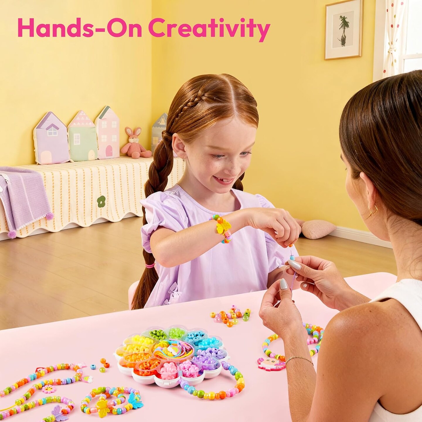 24-Color Friendship Bracelet Kit – 10,000 Pcs 3mm Glass Seed Beads with Alphabet Beads, Needles & Elastic Cord for DIY Jewelry Making