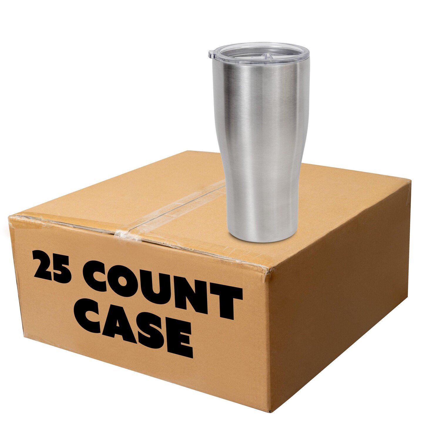 Makerflo 30 oz Curve Stainless Steel Destash Tumbler Pack of 25 with Lid & Straw | Craft-Ready for DIY Gifts & Personalization (Epoxy, UV DTF, Vinyl, and Laser Engraving) - Not for Sublimation