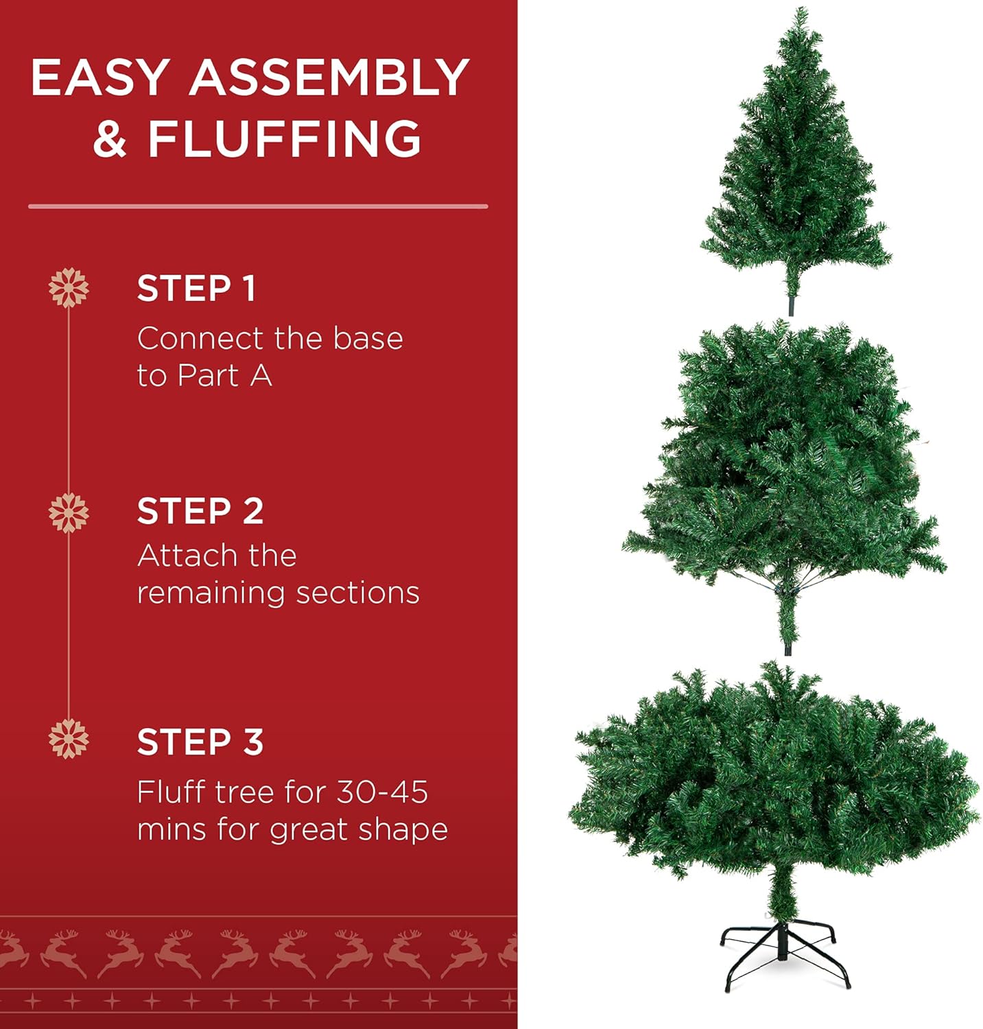 Artificial Christmas Tree Hinged Pine with 250 Lights, 1,000 Tips &#x26; Foldable Base Pre-Lit Outdoor Holiday Decor