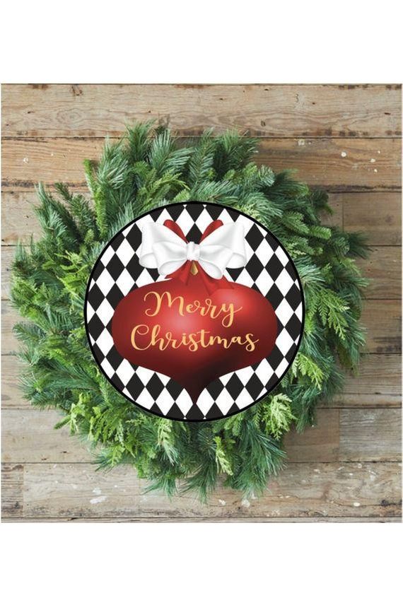 Harlequin Merry Christmas Ornament Sign