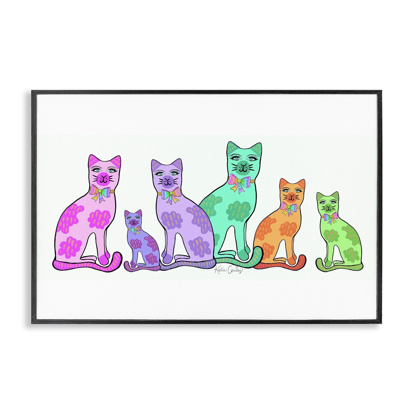 Stupell Industries Funky Whimsical Cats Framed Giclee Design by Katie Conley