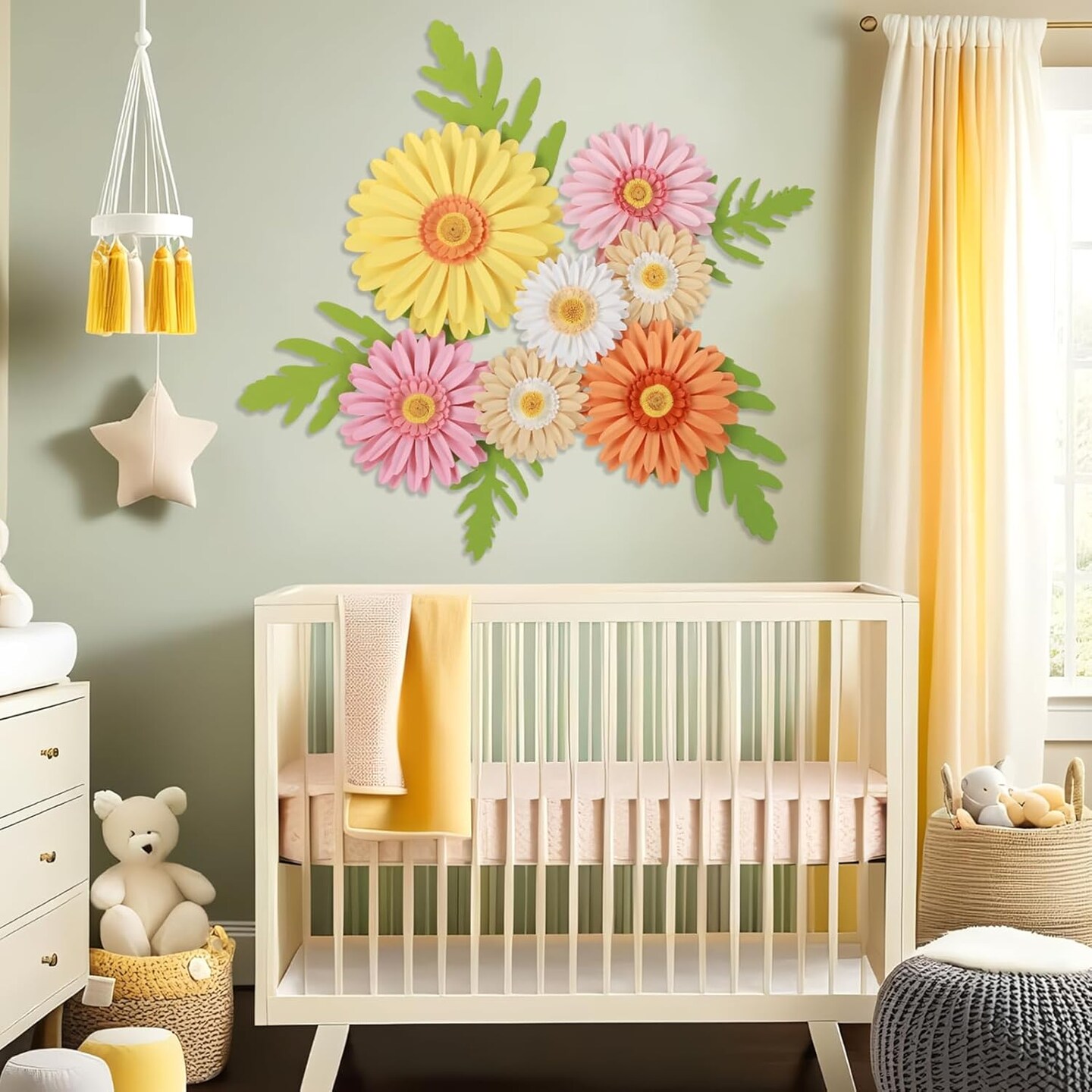 Spring Daisy Giant Paper Flower, 3D Large Flower Wall Decor, Artificial Flower for Backdrop Decoration