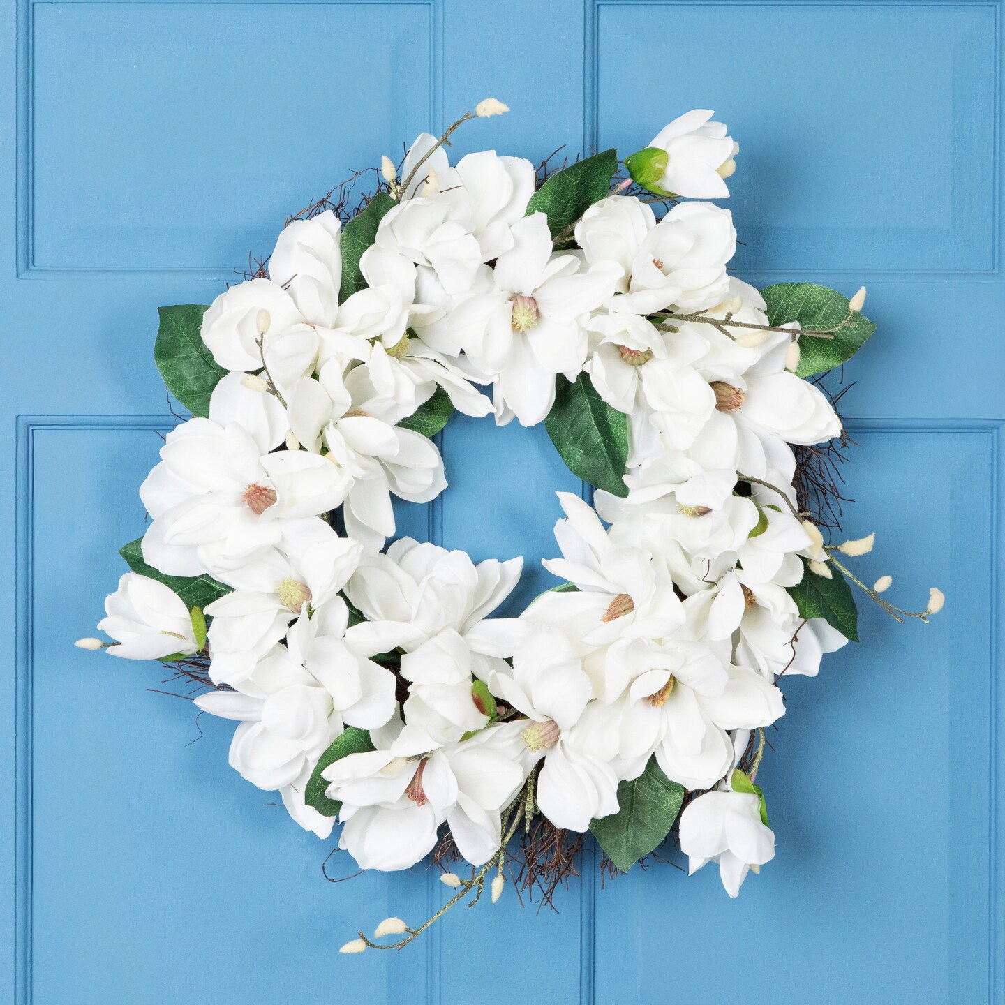 Northlight White Magnolias Artificial Spring Wreath - 24-Inch, Unlit