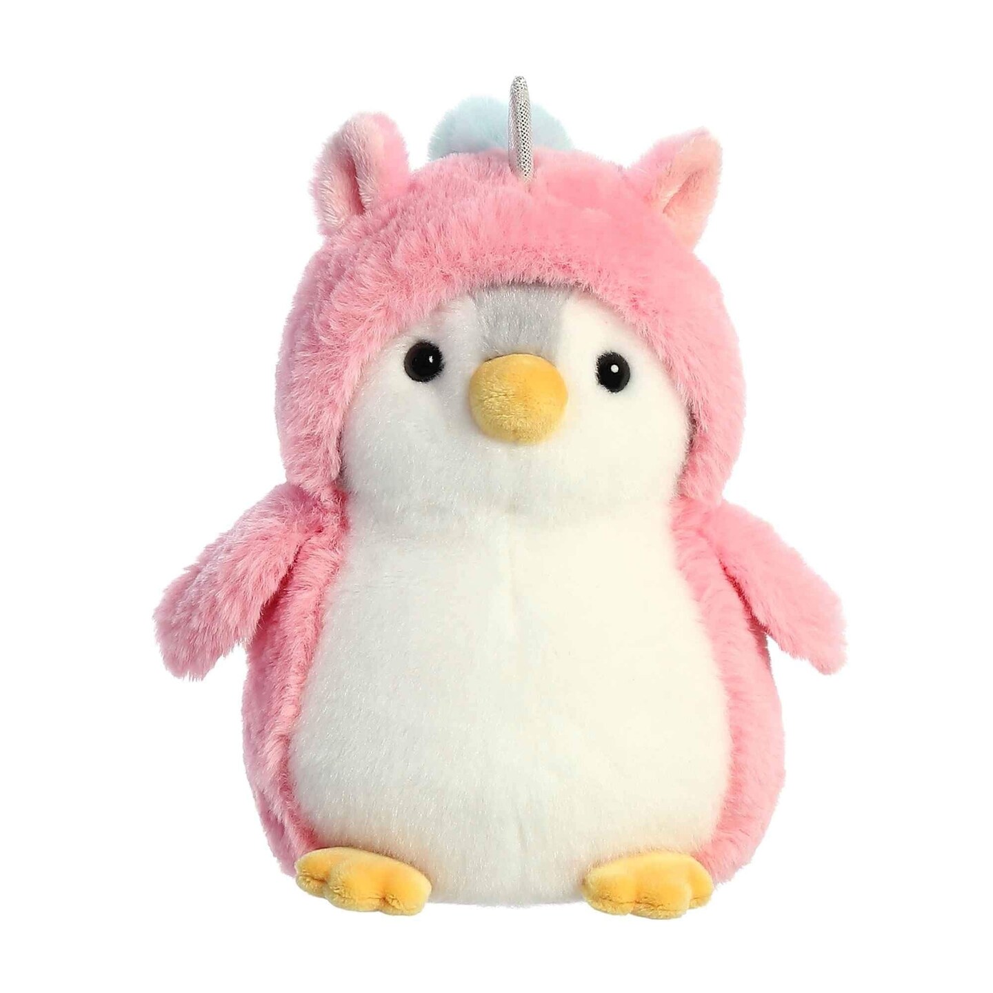 Aurora® Playful Pompom Penguin™ Unicorn Stuffed Animal - Vibrant Companions for Warm Cuddles - Perfect for Adults, Kids, and Birthdays - Pink 7 Inches