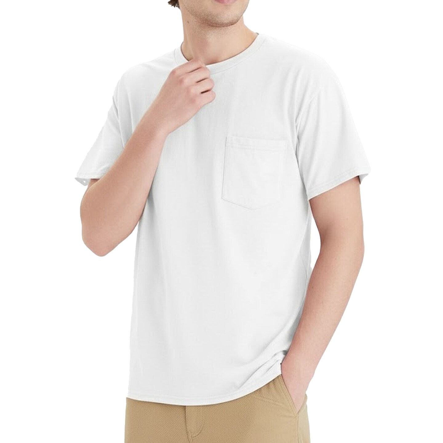 Hanes Essential Cotton Pocket T-Shirt for Crafting and Customization