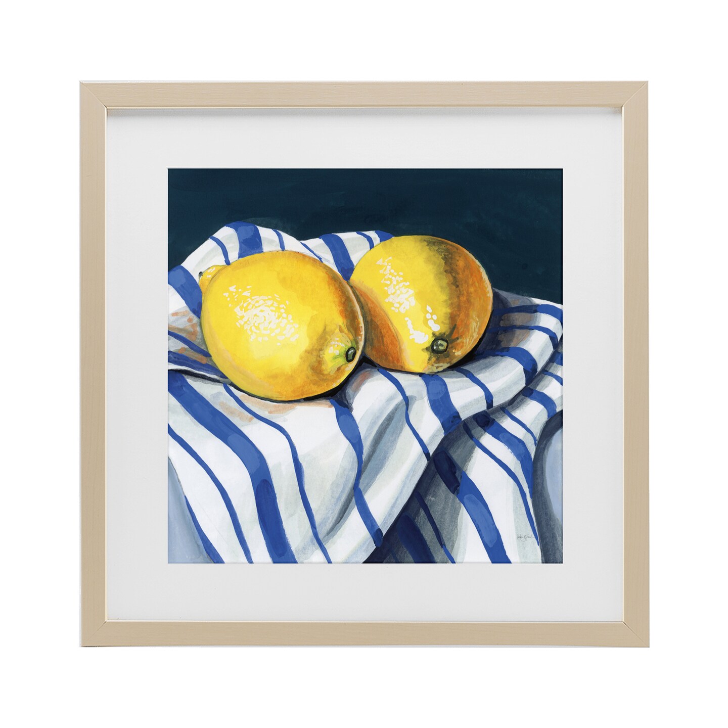 Stupell Industries Fresh Kitchen Lemons on Dishtowel Framed Print Under Glass, design by Kate Jarvik Birch