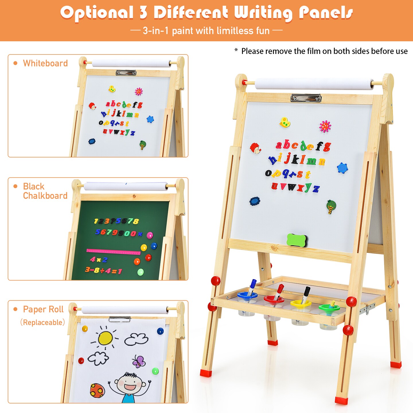 Natural Children’s Double-Sided Drawing Easel with Paper Roll