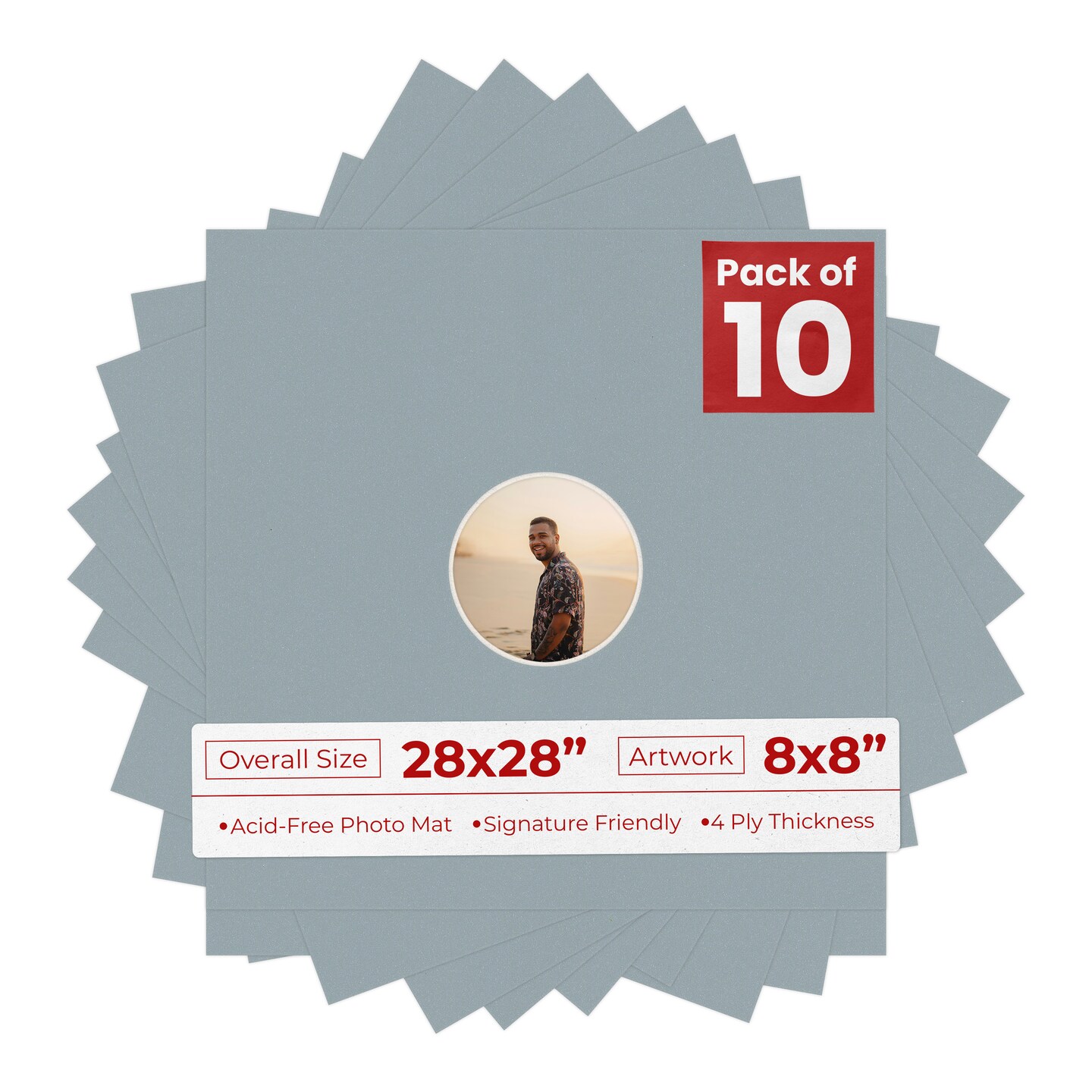 Metallic Silver Mat Board for 28x28 Frames - Circle Opening for 8x8 ...