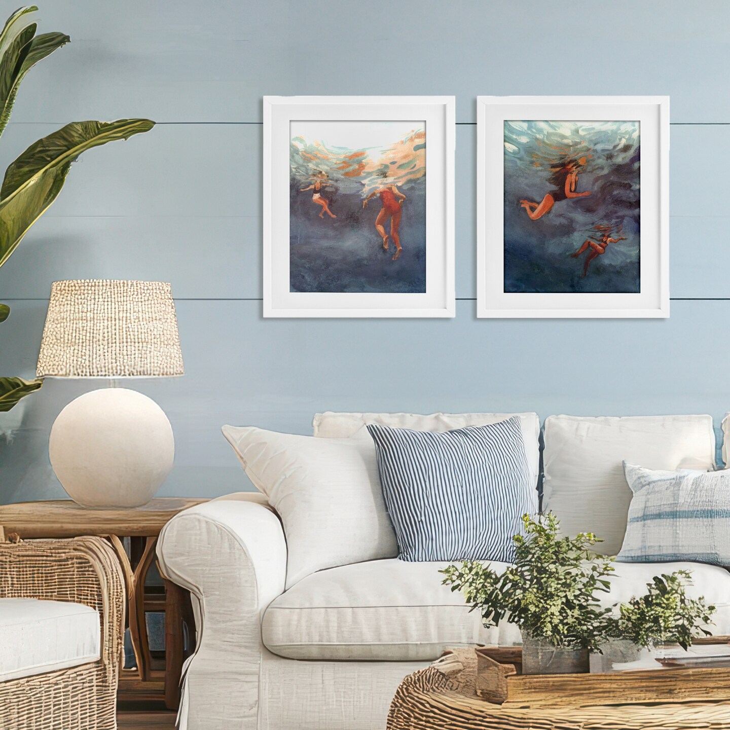 Stupell Industries Swimming Summer's Dance 2pc Framed Print Under Glass Set, design by Victoria Barnes
