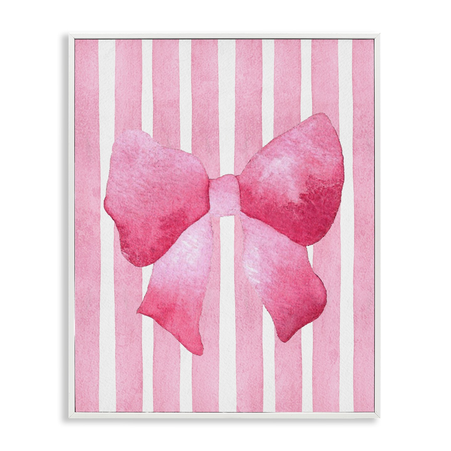 Stupell Industries Chic Bow on Pink Stripes Framed Giclee, design by Camila Juncos