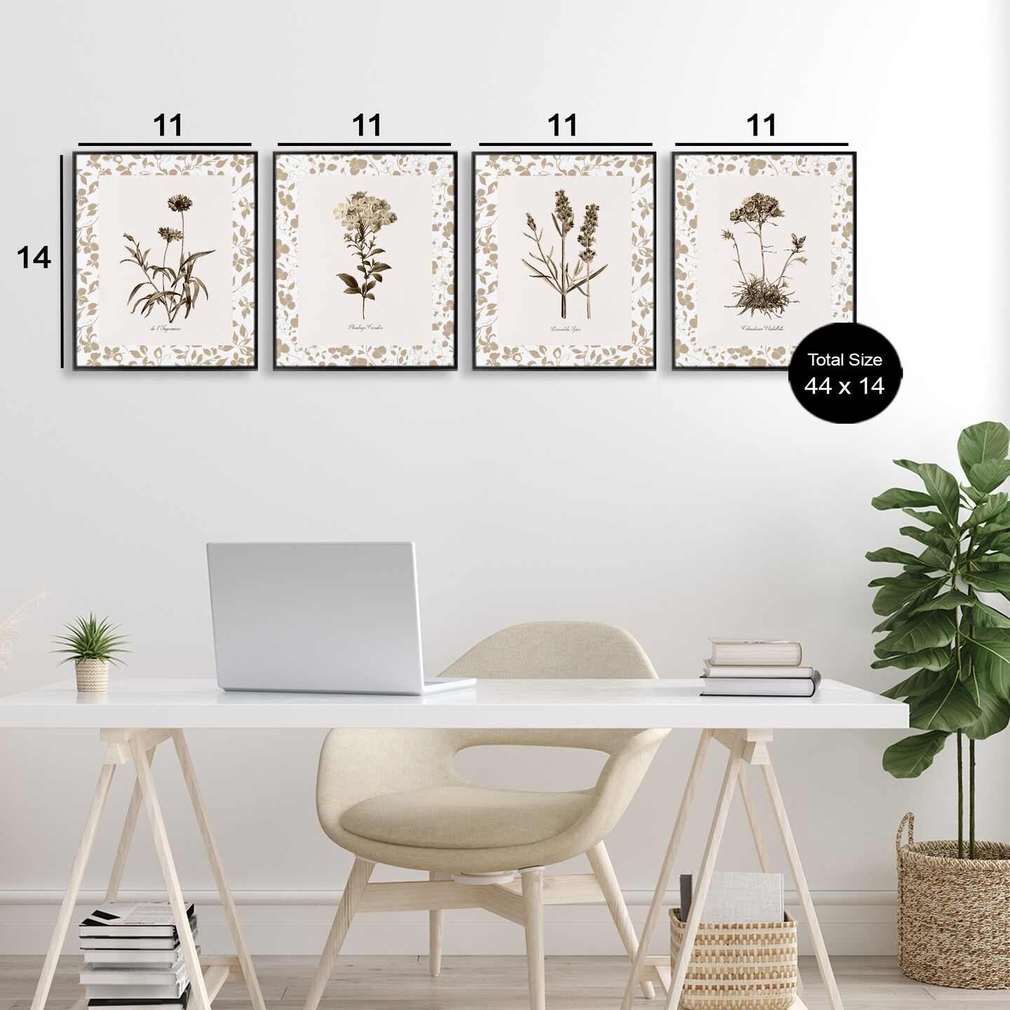 Stupell Industries Neutral Imperial Flower Studies 4pc Framed Giclee Set, design by Kelly Donovan