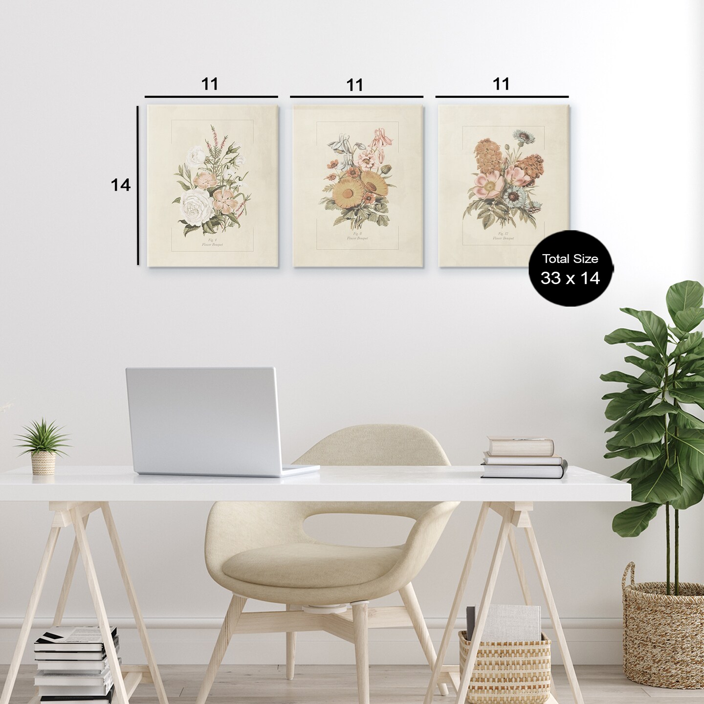 Stupell Industries Neutral Bouquet Studies 3pc Canvas Set, design by Dan Meneely