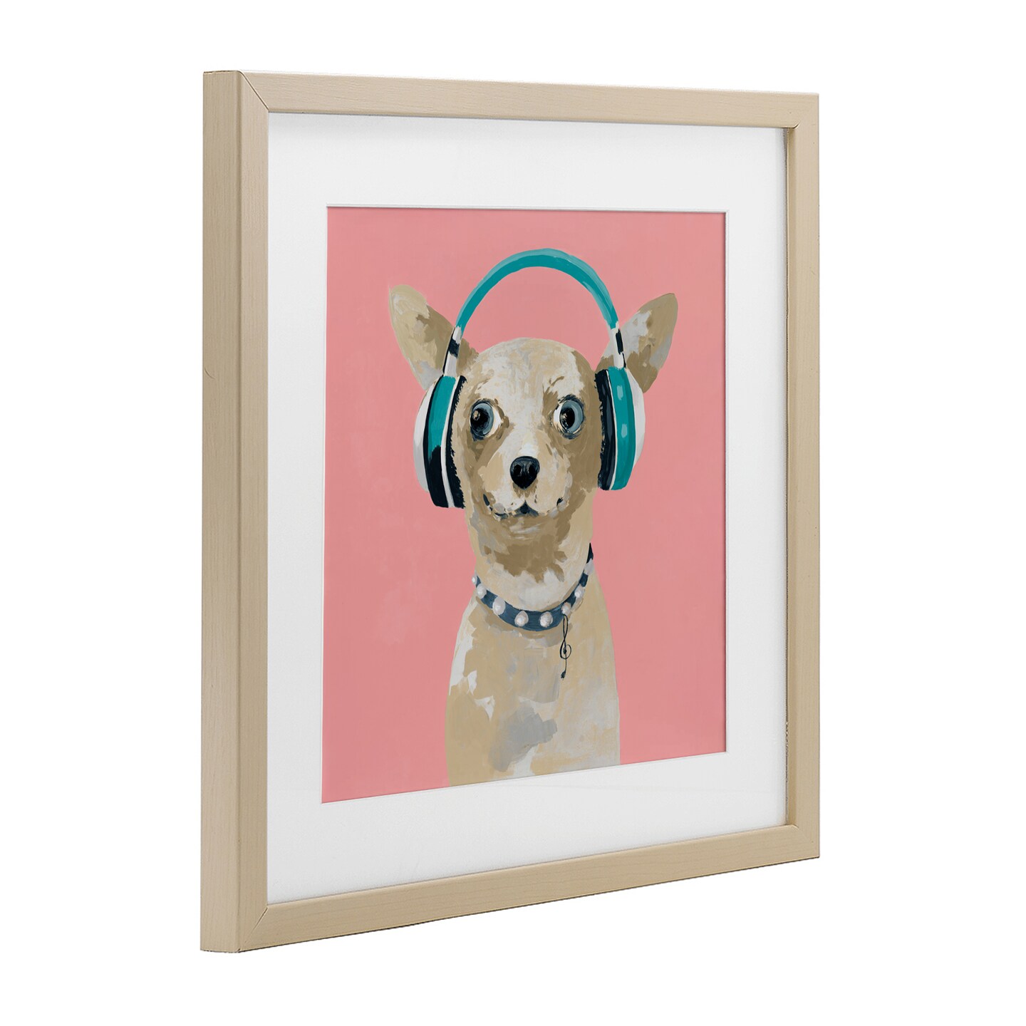 Stupell Industries Jammin' Pup on Pink Framed Print Under Glass, design by Lorenzo Collective