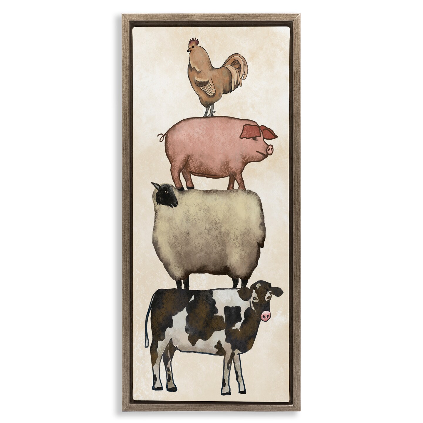 Stupell Industries All Together Vintage Farm Animals Floating Frame, design by Leah Noel Art