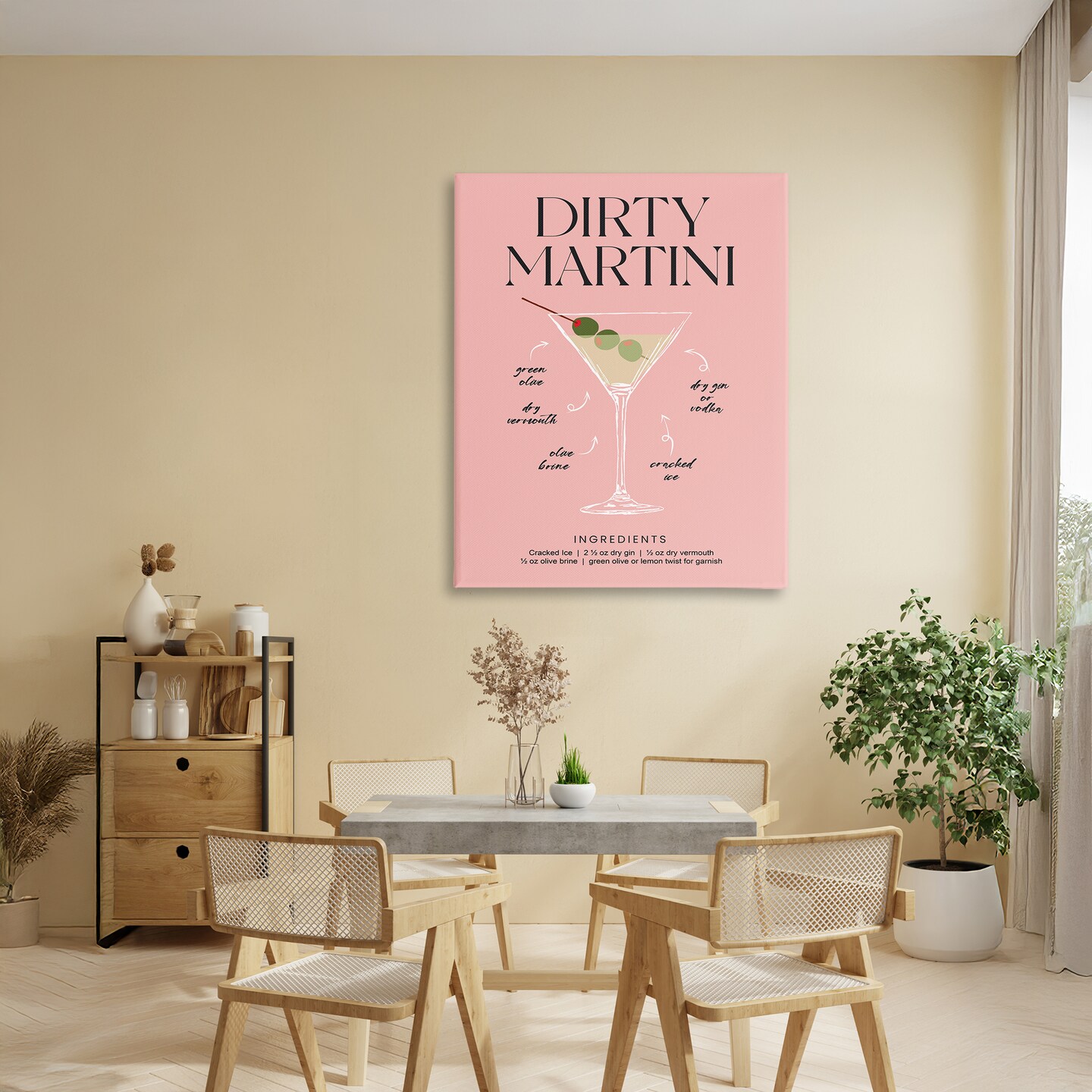 Stupell Industries Dirty Martini Pink Recipe Canvas, design by Lettered and Lined