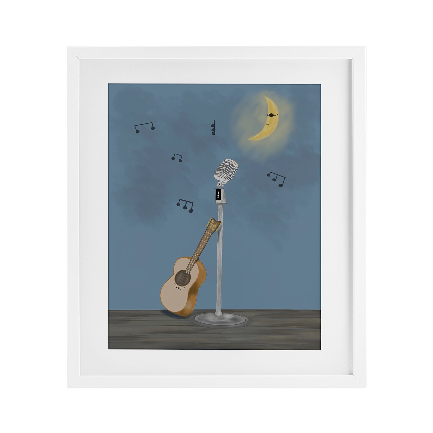 Stupell Industries Music And Moon Stage Framed Print Under Glass, design by Leslie Hermosa