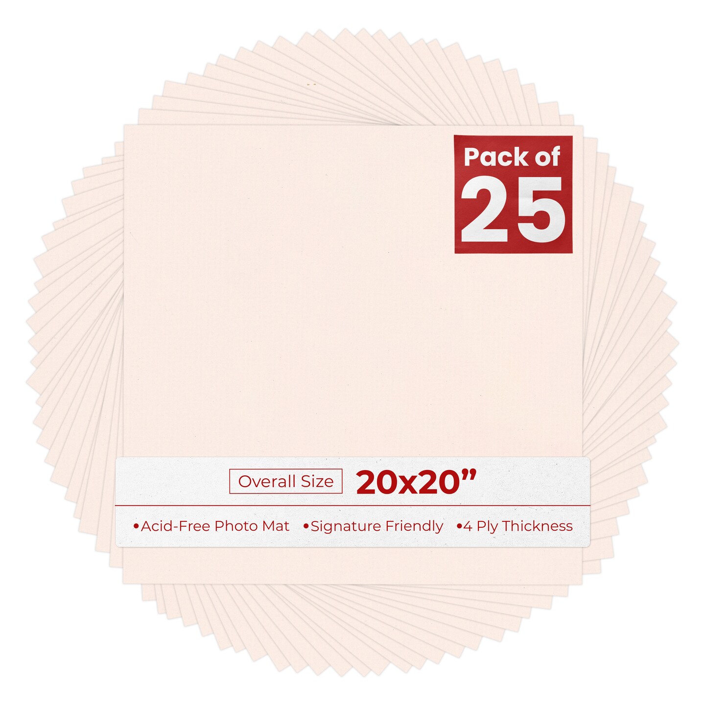 Oyster Bay Beige 20x20 Uncut Mat Board - Blank Sheets, No Opening