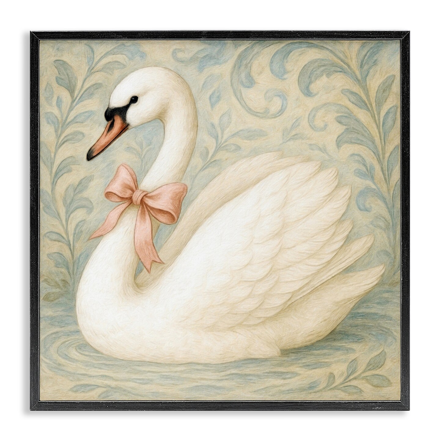 Stupell Industries Vintage Leaves Swan Framed Giclee, design by Grotto Studios