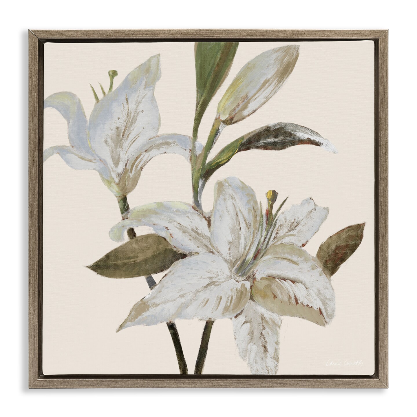 Stupell Industries Lilies Soft Beige Floating Frame, design by Lanie Loreth