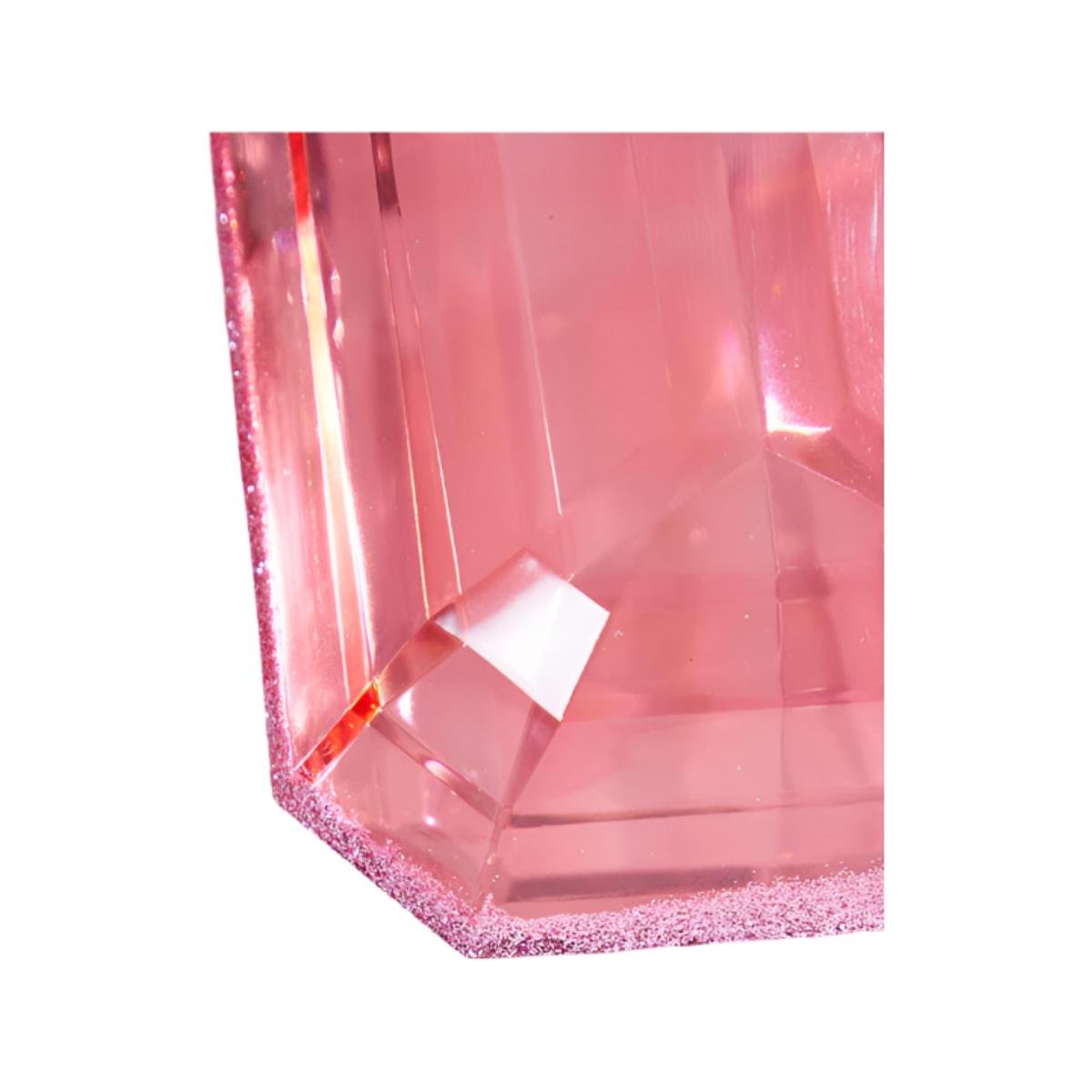 9&#x22; Acrylic Emerald Cut Precious Gem Ornament: Pink