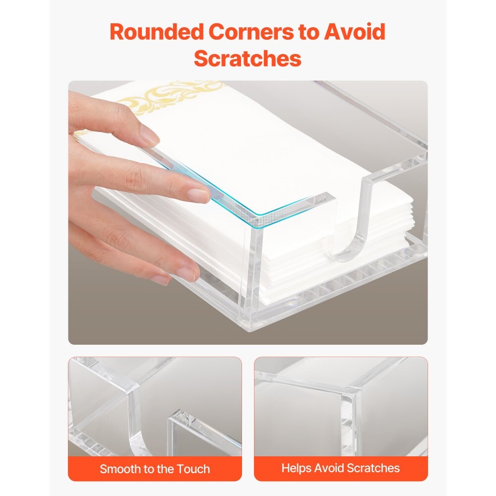 Clear Acrylic Napkin Holder with U-Shaped Opening for Easy Access