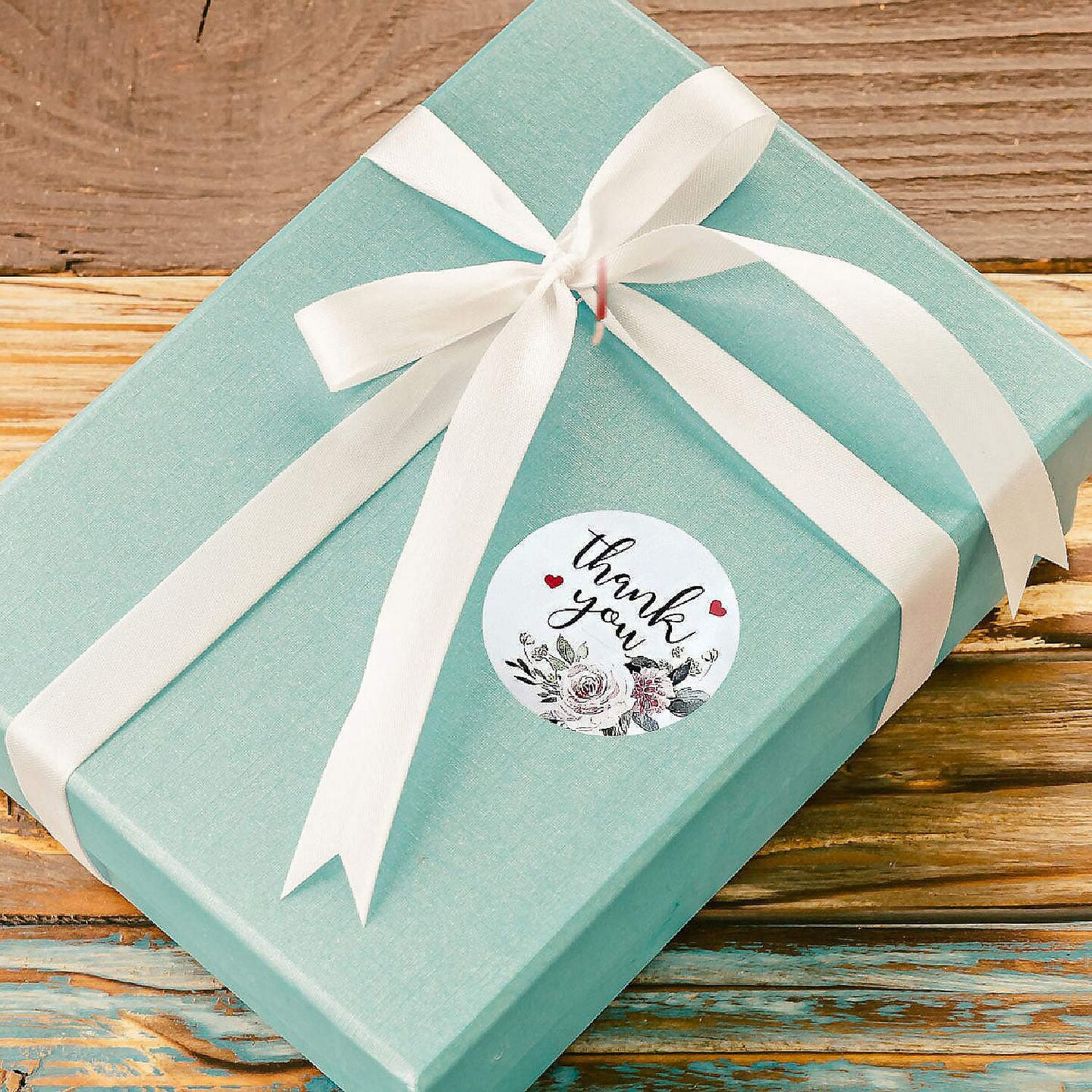 Wrapables 1.5" Thank You Stickers Roll Sealing Stickers and Labels 500 Pc Rose & Peony