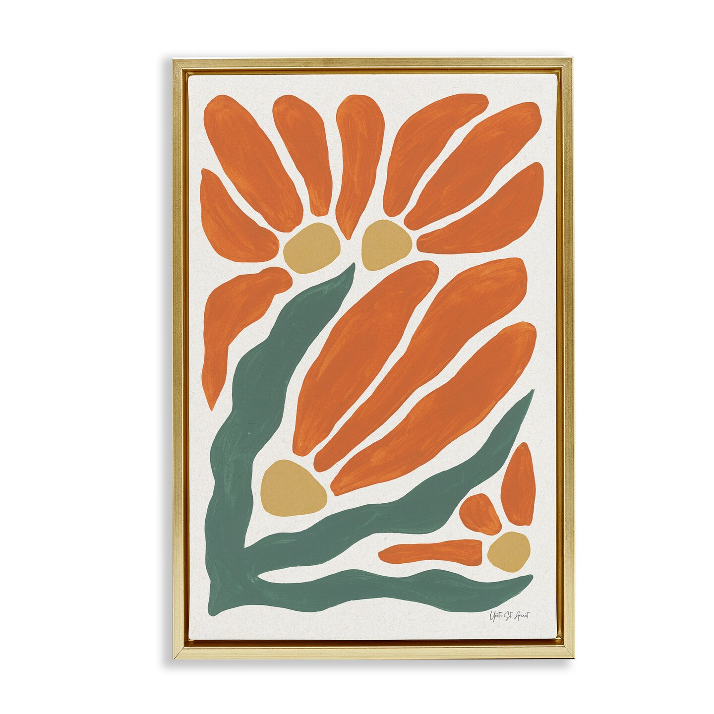 Stupell Industries Midcentury Orange Blooms Floating Frame By Yvette St. Amant