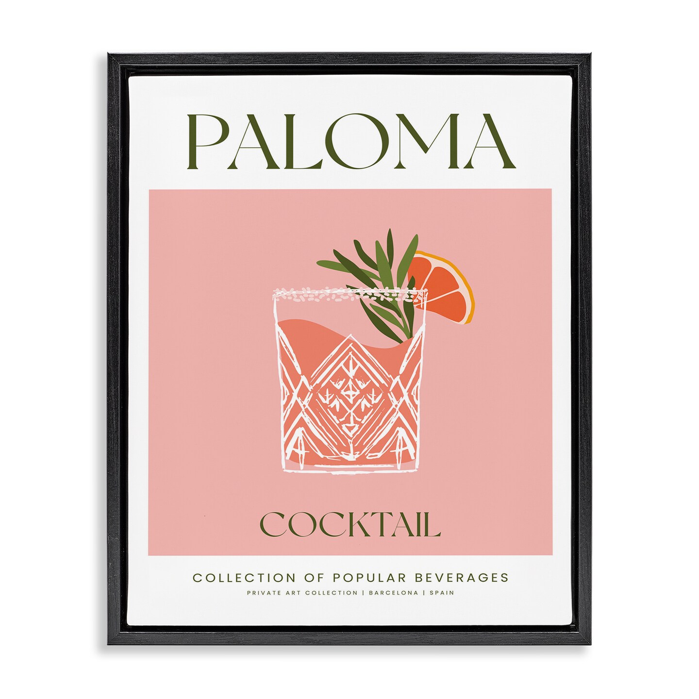 Stupell Industries Minimal Paloma Cocktail Floating Frame By Lettered and Lined