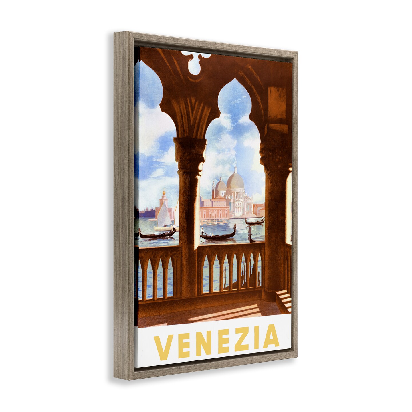 Stupell Industries Venezia Architecture with Boats View Floating Frame By PIDDIX