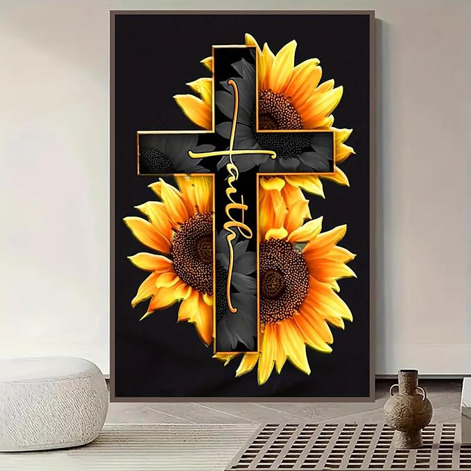 5D Sunflower Diamond Painting Kit for Adults - 12x16" Full Round Drill Gem Art - DIY Diamond Dots Sunflower Art Kit for Beginners - Nature-Themed Home Wall Decor