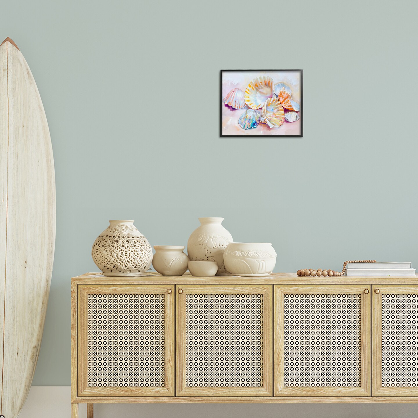 Stupell Industries Pile of Various Seashells Framed Giclee Design by Arlington Prints