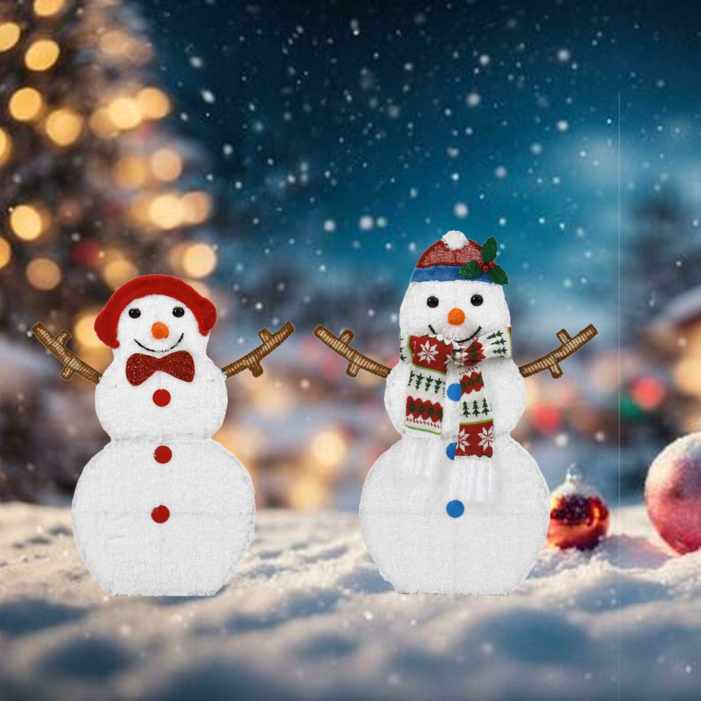 Outdoor Inflatable Santa Claus Set of 2 Lighted Holiday Lawn &#x26; Garden Decor 42.05cm x 37cm x 1.6cm