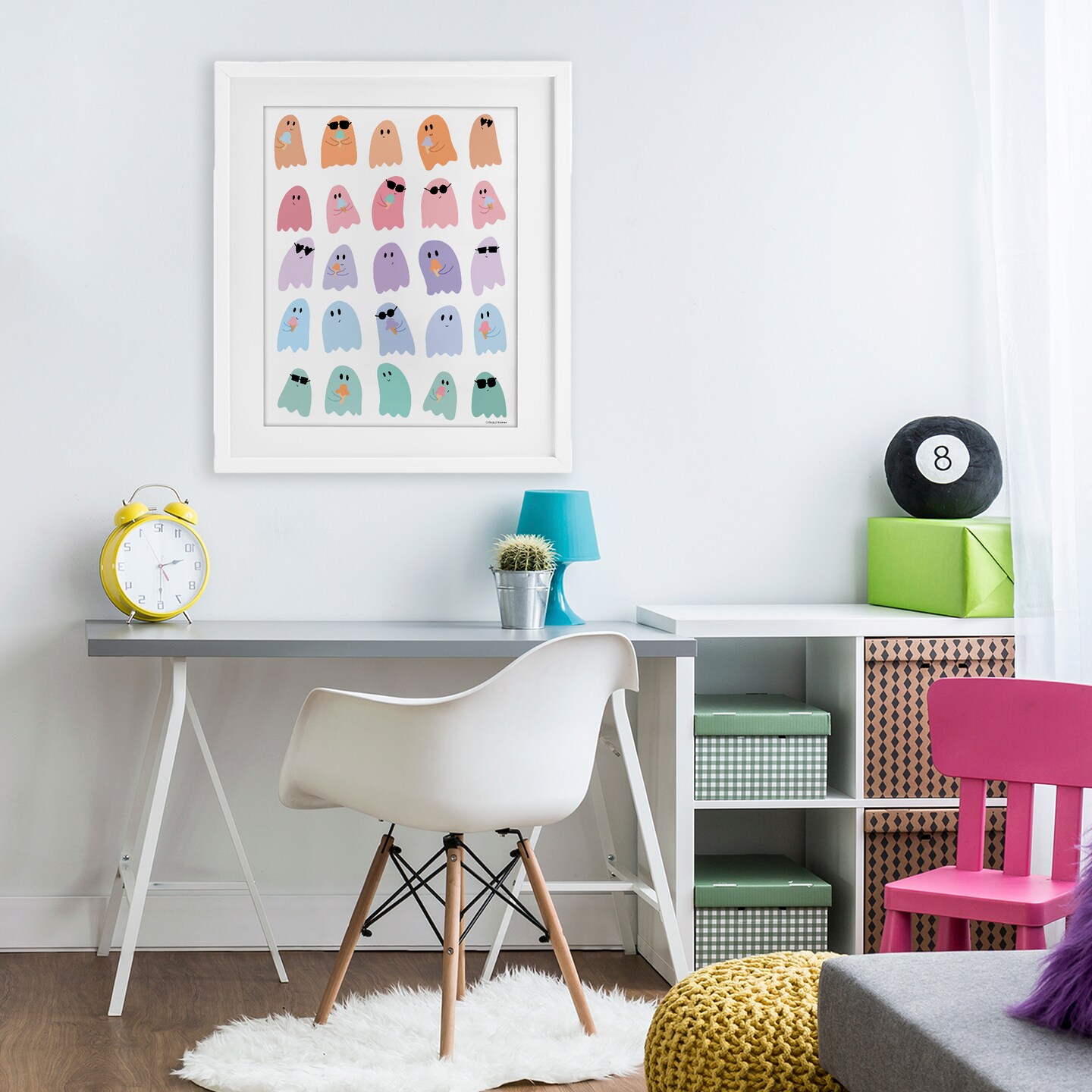Stupell Industries Spooky Cute Pastel Ghosts Framed Print Under Glass, design by Rachel Nieman