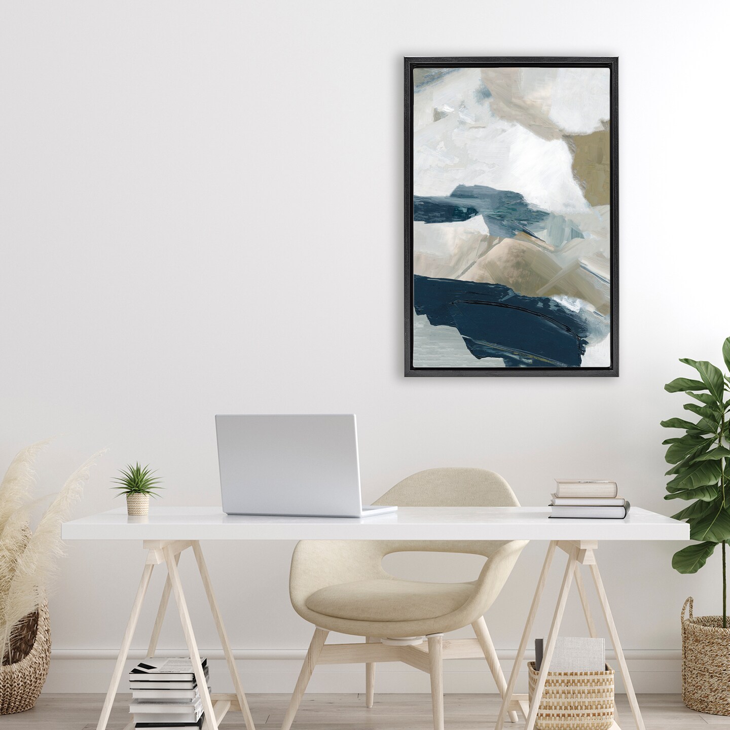 Stupell Industries Vivid Strokes in Neutrals Floating Frame, design by Hannah Dawson