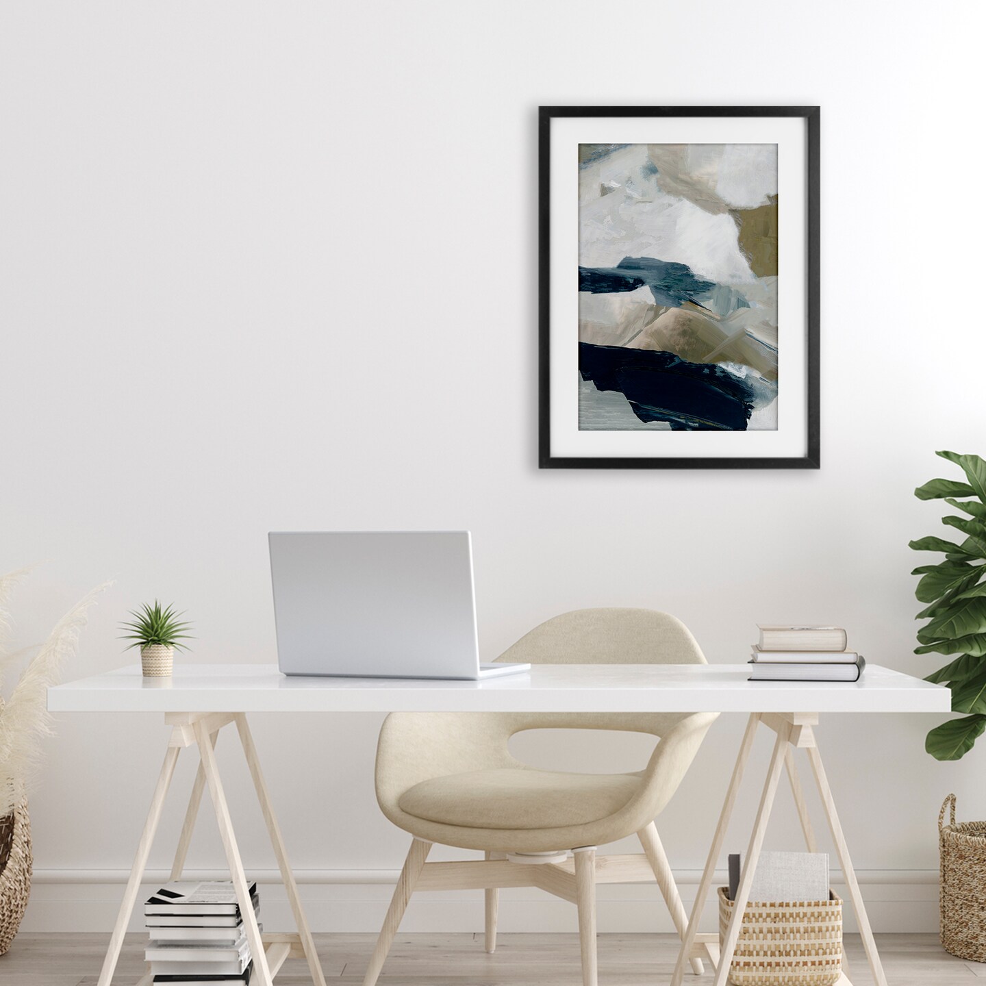Stupell Industries Vivid Strokes in Neutrals Framed Print Under Glass, design by Hannah Dawson