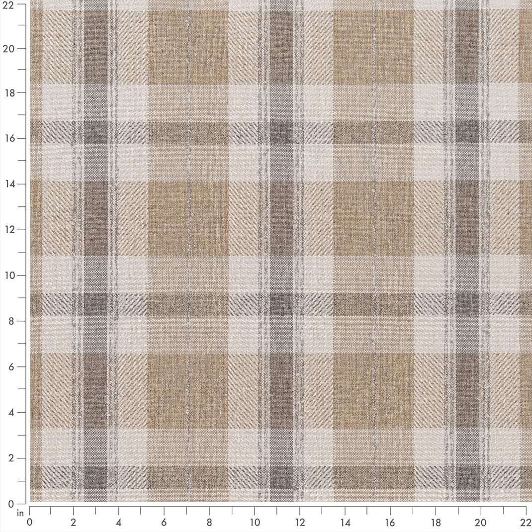 Upholstery Fabric - Beige &#x26; Taupe Plaid Upholstery Fabric 54 Inches&#x22;