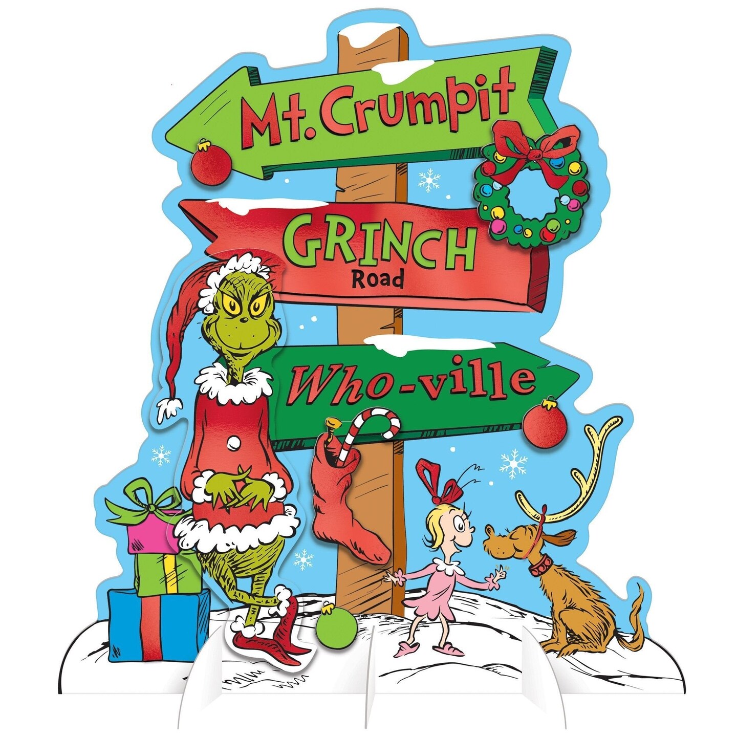 Traditional Grinch Directional Table Decoration Centerpiece - 13.75&#x22; x 12.25&#x22;.